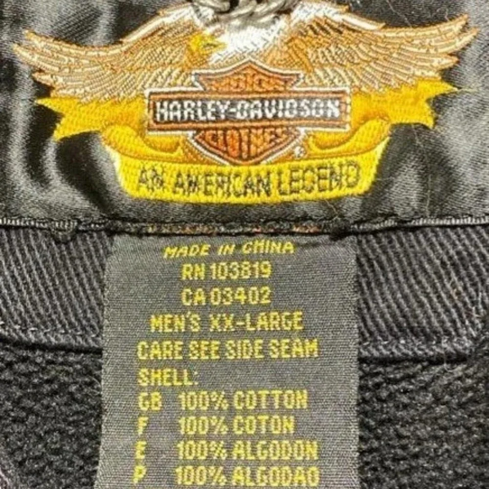 Harley-Davidson Mens 100th Anniversary Black Denim Vest XXL‎ Embroidered Patches